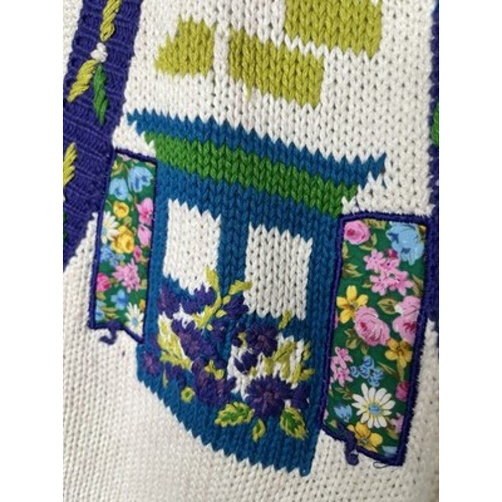 CST Studio Knit Sweater Vest Size 2x Floral Window Box Graphics Ramie Blend - Picture 4 of 14
